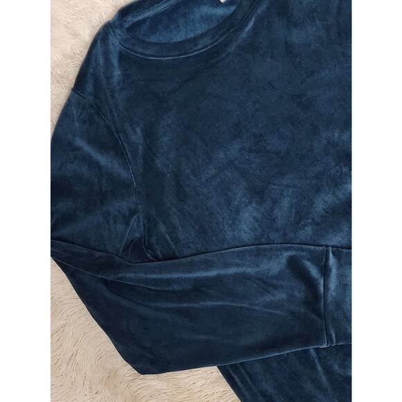 LC Lauren Conrad Women's Velour Crewneck Aqua Plus 2X Top Pants Tracksuit Set - Picture 3 of 9